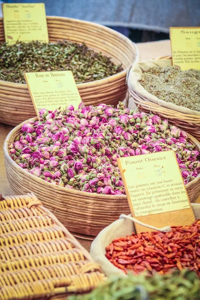 Stand Spices Mercado Gordes Provence França — Fotografia de Stock