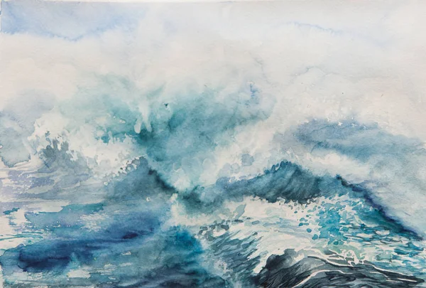 Mer vagues aquarelle peinture — Photo