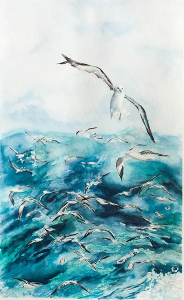 Deniz dalgaları ve martılar