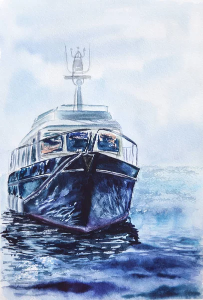 Barco de mar acuarela pintura — Foto de Stock