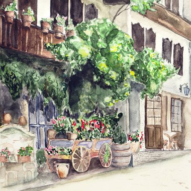 İspanya İtalya şehir sokak çiçek şekil
