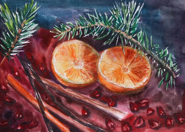 Turuncu tarçın nar tohumları kış kartı