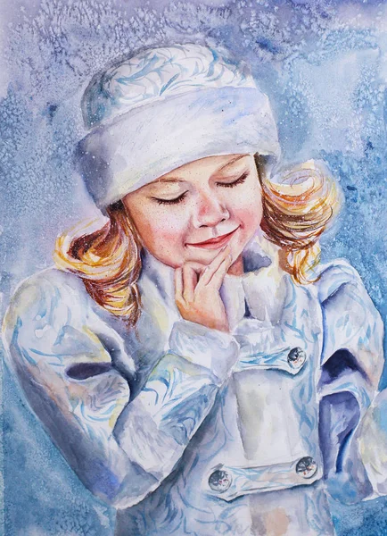 Kışın giyinmiş küçük kız.