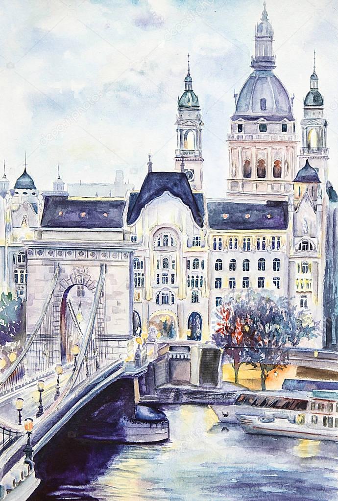 hungary budapest illustration