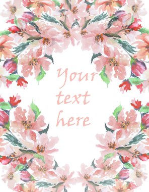 Suluboya çiçekli çerçeve 