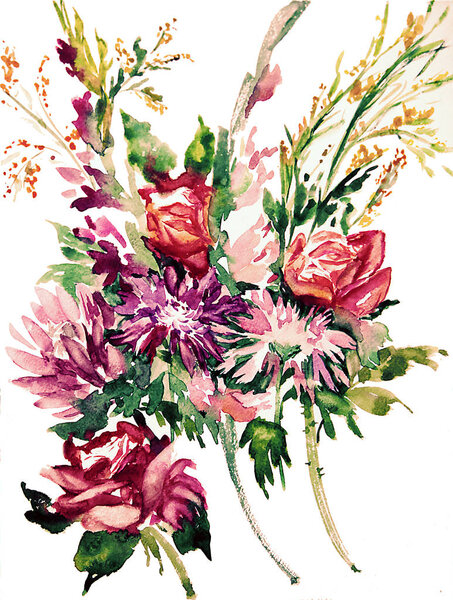 abstract watercolor bouquet