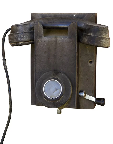 Antique old brown telephone Stock Picture