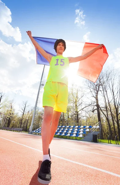 Sieger mit Fahne von Frankreich — Stockfoto