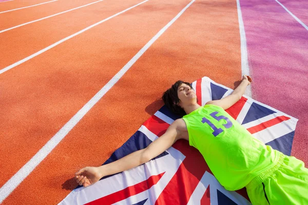 Happy British marathon winner — Stock Photo, Image