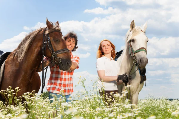 Para z ich hodowli koni czystej krwi — Zdjęcie stockowe