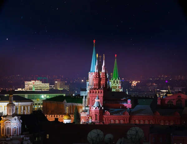 Skyline cidade de Moscou sob estrelas — Fotografia de Stock