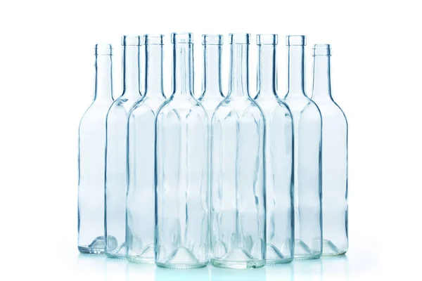 Garrafas de vinho de vidro vazias — Fotografia de Stock