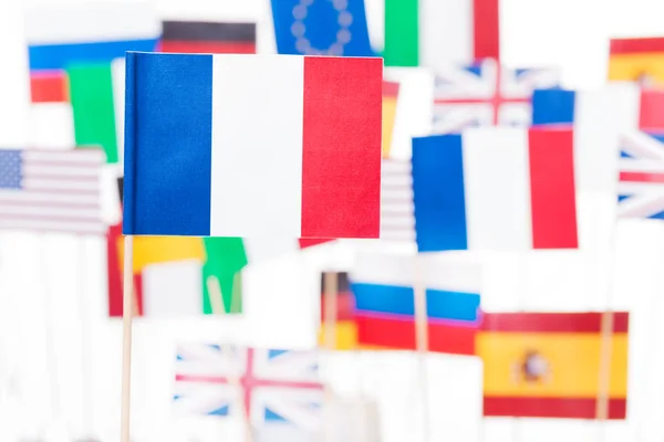 French flag against European and USA flags — Stock Photo, Image