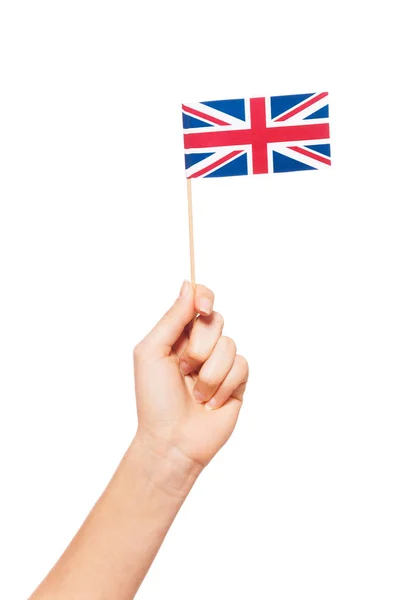 Hand holding flag of Great Britain — Stock Photo, Image