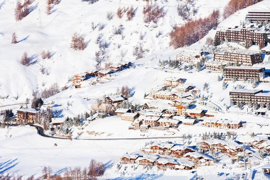 snowcapped Sestriere village 