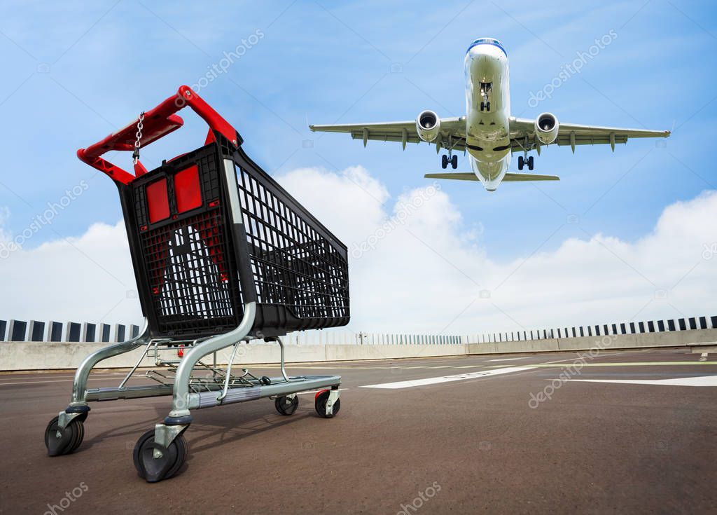 empty plastic shopping cart 