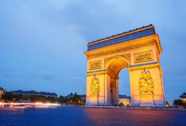 Işıklı Arc de Triomphe, Champs-elysees, Paris, Fransa
