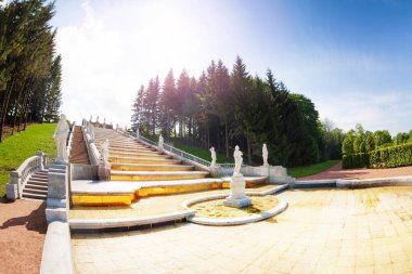 Doğal görünümünü Marly veya Golden Hill Cascade adlı alt Peterhof Parkı, Rusya Federasyonu