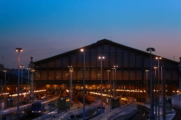 Terminus Station Gare Nord Nachts Parijs Frankrijk — Stockfoto