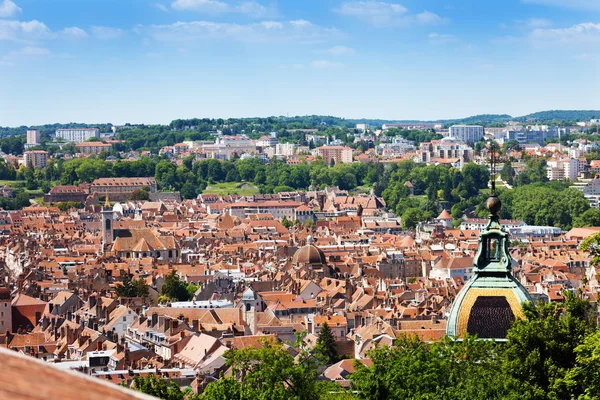 Flygfoto Besancon Med Jean Katedralen Kupol Förgrunden Sommar — Stockfoto