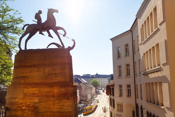 Statua Equestre San Giorgio Che Uccide Drago Basilea Svizzera — Foto Stock