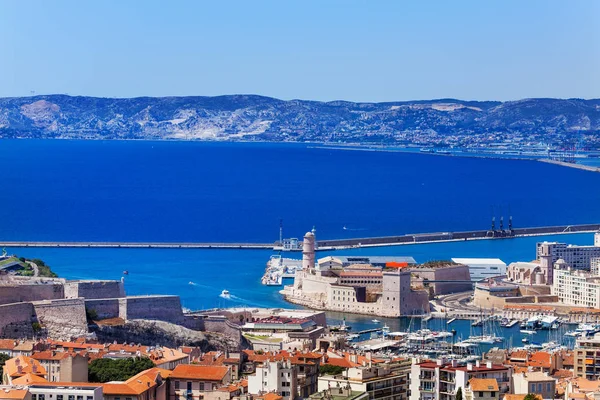 Vue Panoramique Vieux Port Fort Saint Jean Marseille France — Photo