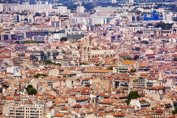 Vue Aérienne Vieux Quartier Marseillais Avec Tours Église Saint Vincent — Photo