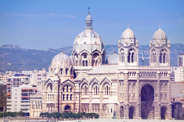 Malowniczy Widok Katedrę Saint Mary Majora Marseille Francja — Zdjęcie stockowe