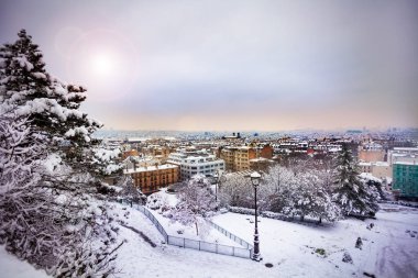 Montmartre, Paris, Fransa 'dan tepe ve binalar