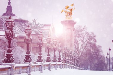 Güzel kar kaplı Alexander II köprüsü, Çiftler
