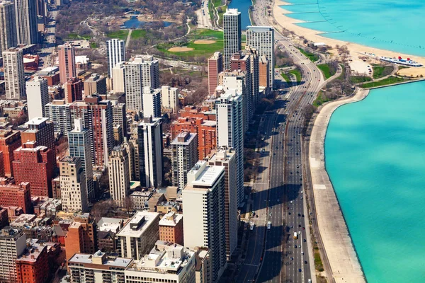 Chicago, praia de concreto em Michigan e i41 — Fotografia de Stock