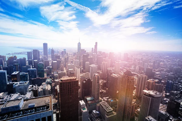 Chicago centro ciudad aérea paisaje y rascacielos vista —  Fotos de Stock