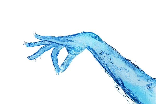 Mão com pele feita de água toque segurar gesto — Fotografia de Stock