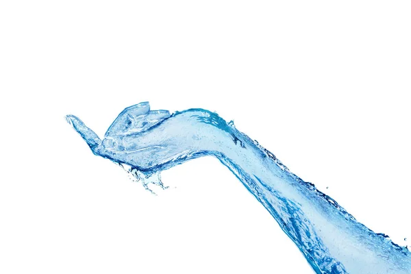 Рука с пальцем, вытянутым из голубой воды — стоковое фото