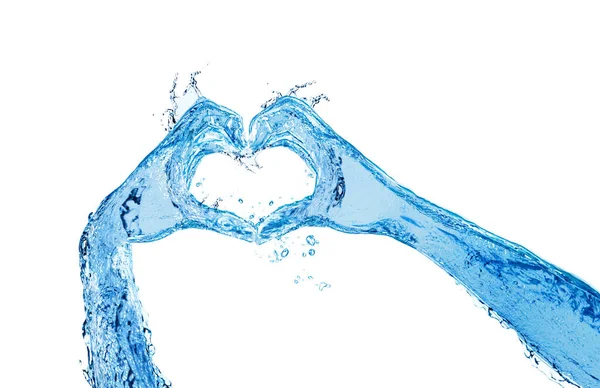 Ręce wykonane z ciekłej wody pokazują gest miłości serca — Zdjęcie stockowe