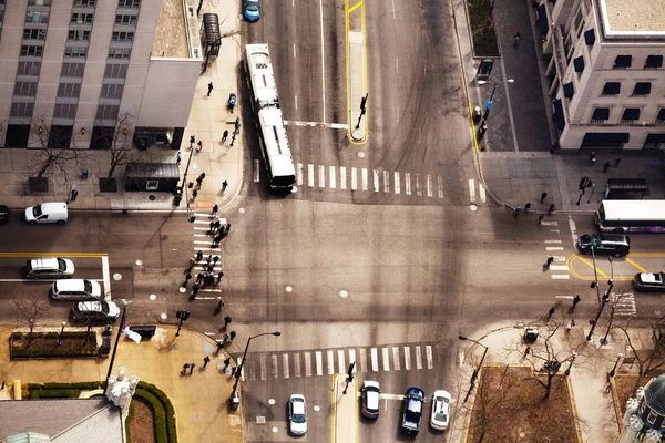 Chicago 'da kavşak şehir merkezi yukarıdan görünüyor. — Stok fotoğraf