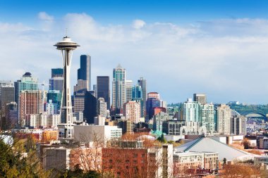 Seattle downtown buildings from Queen Anne hill