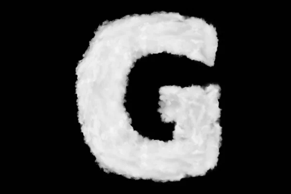 Prvek tvaru písma písmene G vyrobený z mraku na černé — Stock fotografie