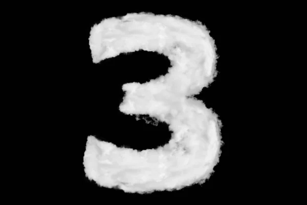 Number 3 font shape element made of cloud on black — 스톡 사진