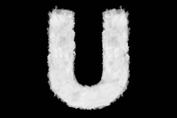 Letter U font shape element made of cloud on black — Stock Photo, Image