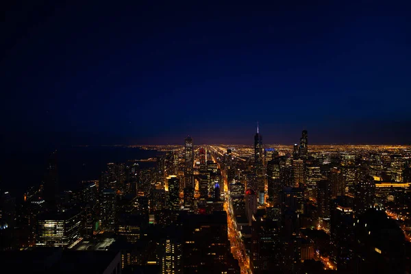 Nigh panorama skyline view of Chicago city lights — Stock Photo, Image