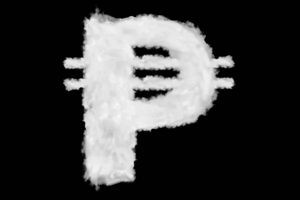 Peso currency sign element of clouds on black — Stock Photo, Image