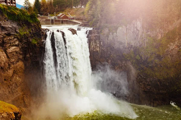 Snoqualmie Falls Wasserfall Nahaufnahme Washington, USA — Stockfoto