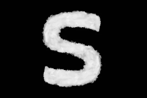 S Buchstabenelement aus Wolken über Schwarz — Stockfoto