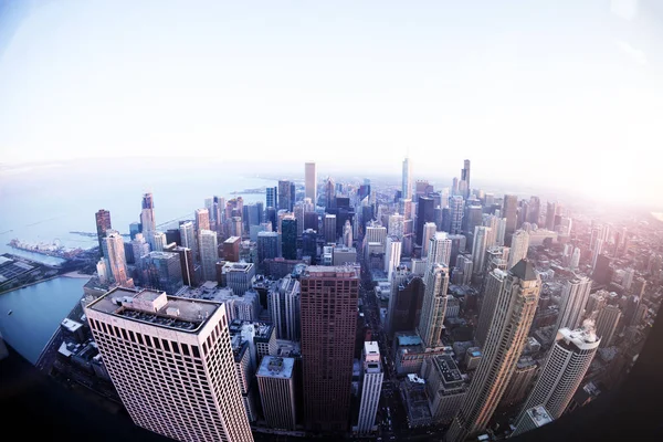 Panorama da cidade de Chicago no centro da cidade, anoitecer — Fotografia de Stock