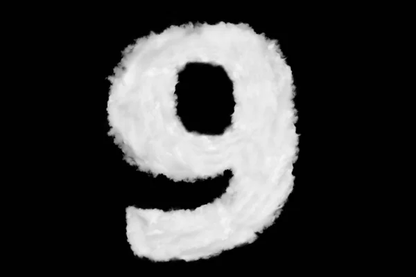 Nummer 9 skrifttype form element lavet af sky på sort - Stock-foto