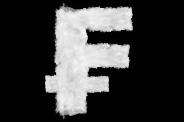 Frank currency sign element of clouds on black — 스톡 사진
