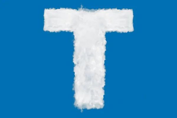 List T czcionka kształt element wykonany z chmur na niebiesko — Zdjęcie stockowe