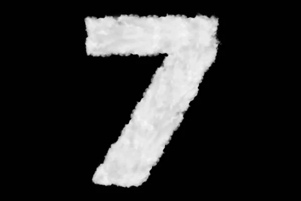 Prvek tvaru písma číslo 7 vyrobený z mraku na černém — Stock fotografie