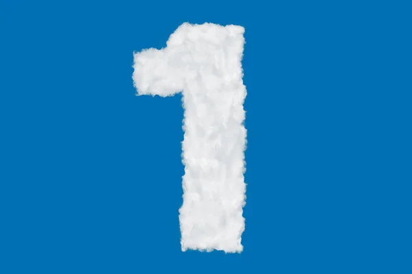 Элемент формы шрифта номер 1 из облаков на синем — стоковое фото